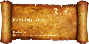 Komlósy Aliz névjegykártya